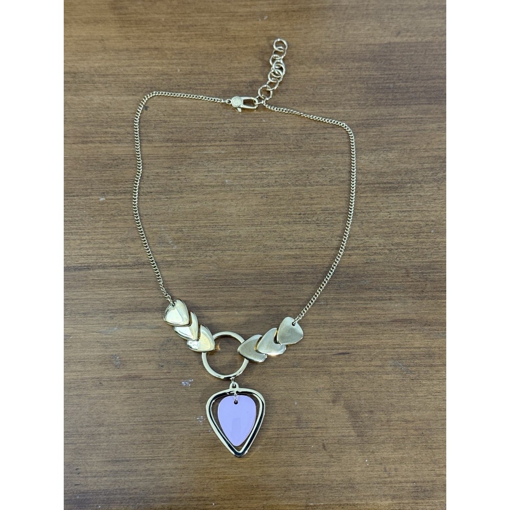 Marc Jacobs Silver‎ Purple Heart Necklace Pendant Balloon Enamel Crystal Chain